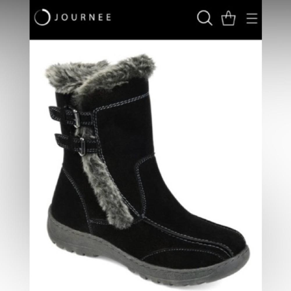LNC Journee Takani Black suede Fur-Lined Boots